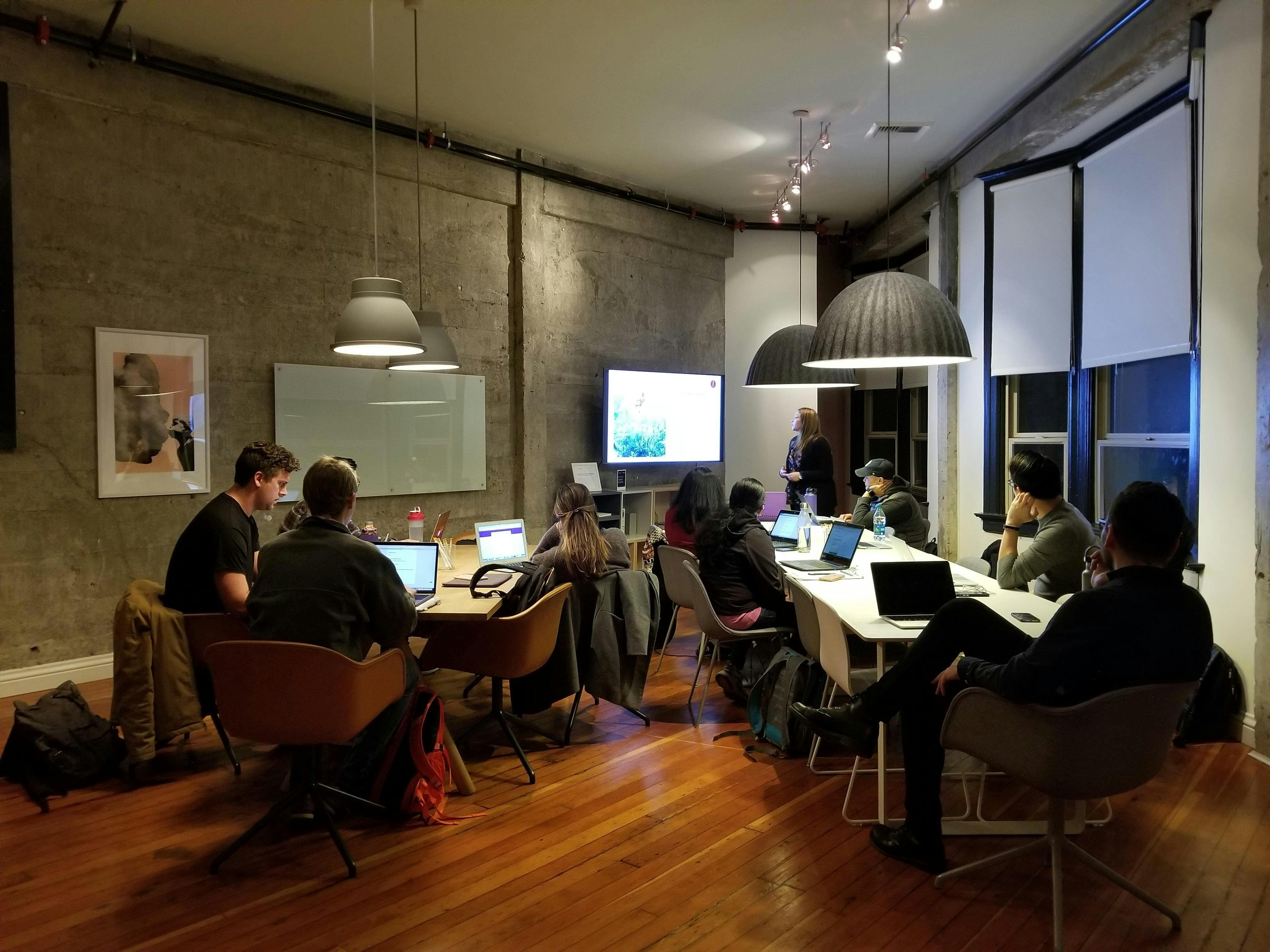 People working at a table